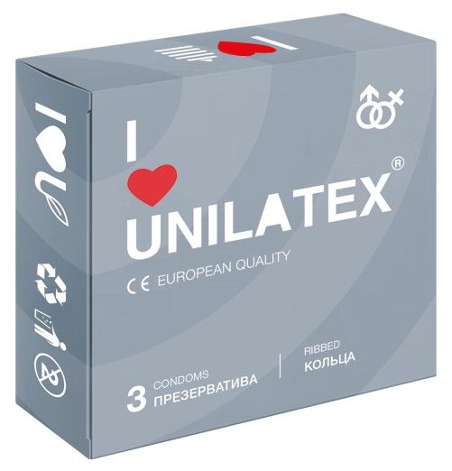 Презервативы с рёбрами Unilatex Ribbed - 3 шт. - Unilatex - купить с доставкой в Череповце
