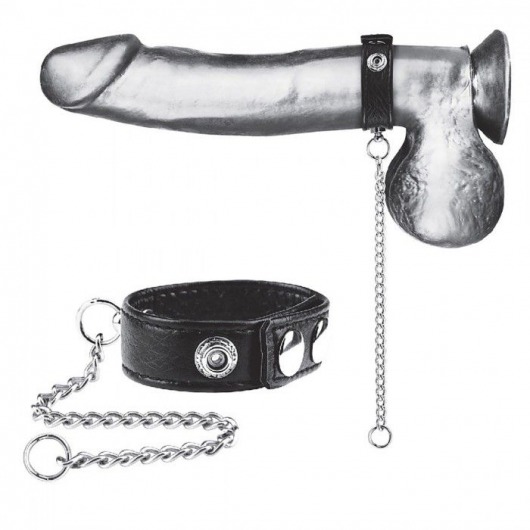 Утяжка на пенис с поводком Snap Cock Ring With 12  Leash - BlueLine - купить с доставкой в Череповце