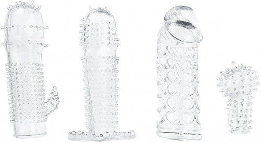 Набор из 4 насадок на член Pleasured Penis Enhancement Sleeve 4 Pack - XR Brands - в Череповце купить с доставкой