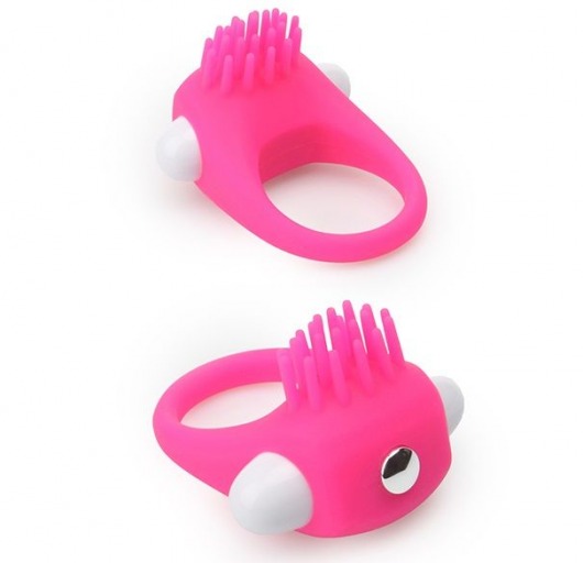 Розовое эрекционное кольцо с щеточкой LIT-UP SILICONE STIMU RING 5 - Dream Toys - в Череповце купить с доставкой