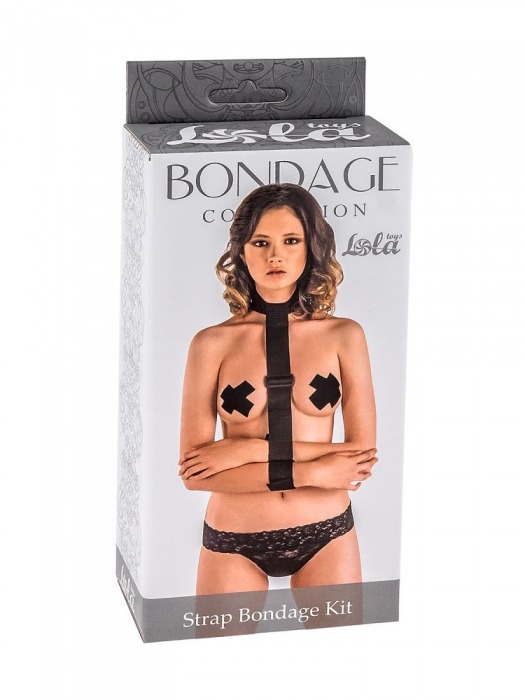 Ошейник с длинной лентой и наручниками Strap Bondage Kit Plus Size - Lola Games - купить с доставкой в Череповце