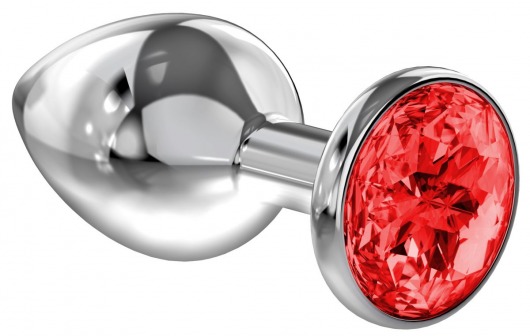Большая серебристая анальная пробка Diamond Red Sparkle Large с красным кристаллом - 8 см. - Lola Games - купить с доставкой в Череповце