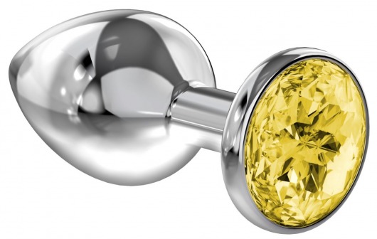Большая серебристая анальная пробка Diamond Yellow Sparkle Large с жёлтым кристаллом - 8 см. - Lola Games - купить с доставкой в Череповце