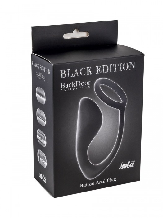 Чёрное эрекционное кольцо с анальной пробкой Button Anal Plug - Lola Games - в Череповце купить с доставкой