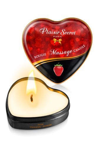 Массажная свеча с ароматом клубники Bougie Massage Candle - 35 мл. - Plaisir Secret - купить с доставкой в Череповце