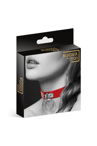 Красный узенький чокер с кольцом - Bijoux Pour Toi - купить с доставкой в Череповце