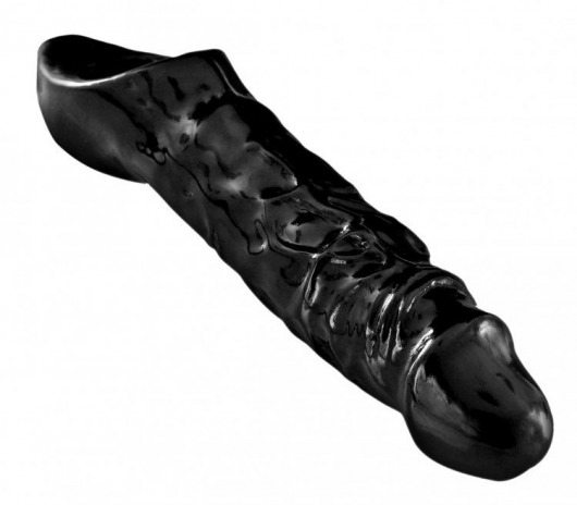 Чёрная увеличивающая насадка на член Mamba Cock Sheath Packaged - 16,5 см. - XR Brands - в Череповце купить с доставкой