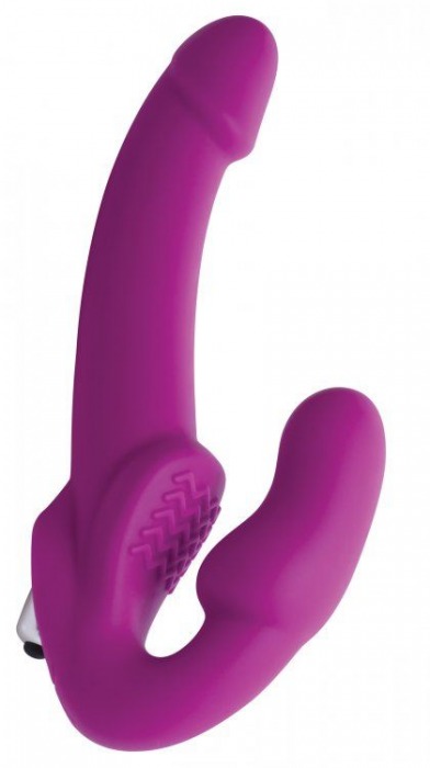 Ярко-розовый безремневой вибрострапон Evoke Vibrating Strapless Silicone Strap-on Dildo - XR Brands - купить с доставкой в Череповце